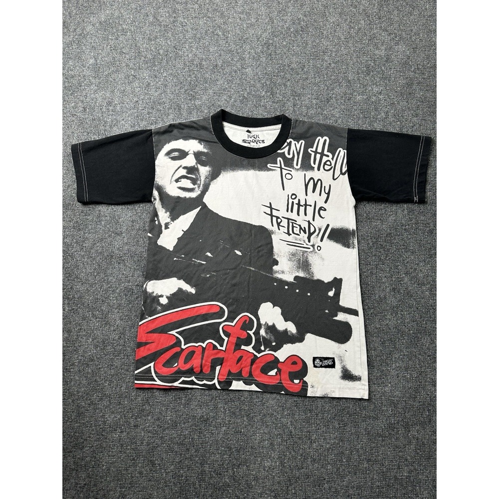 Mens Graphic Scarface Tony Montana Black‎ White T Shirt, Size S